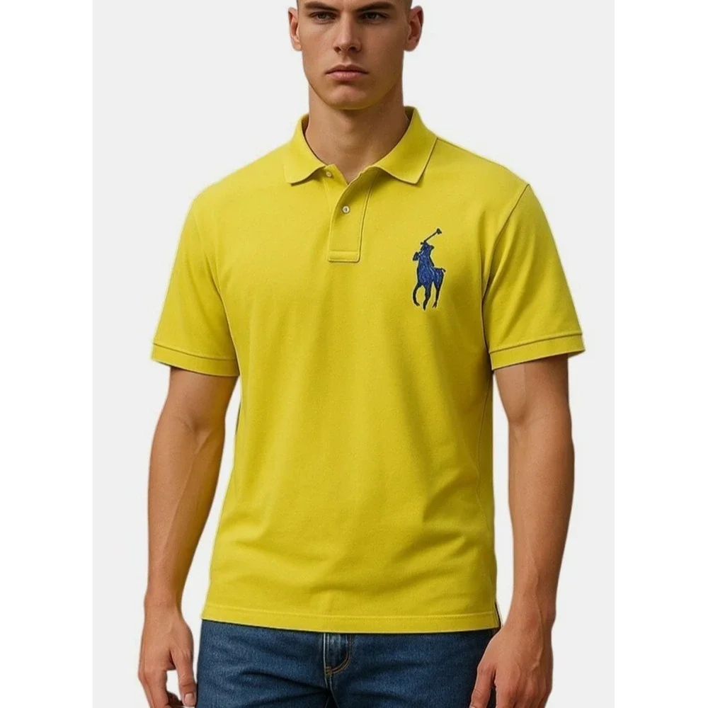 Polo Ralph Lauren Polo Shirt Men's XL Yellow Big Pony #3 Patch